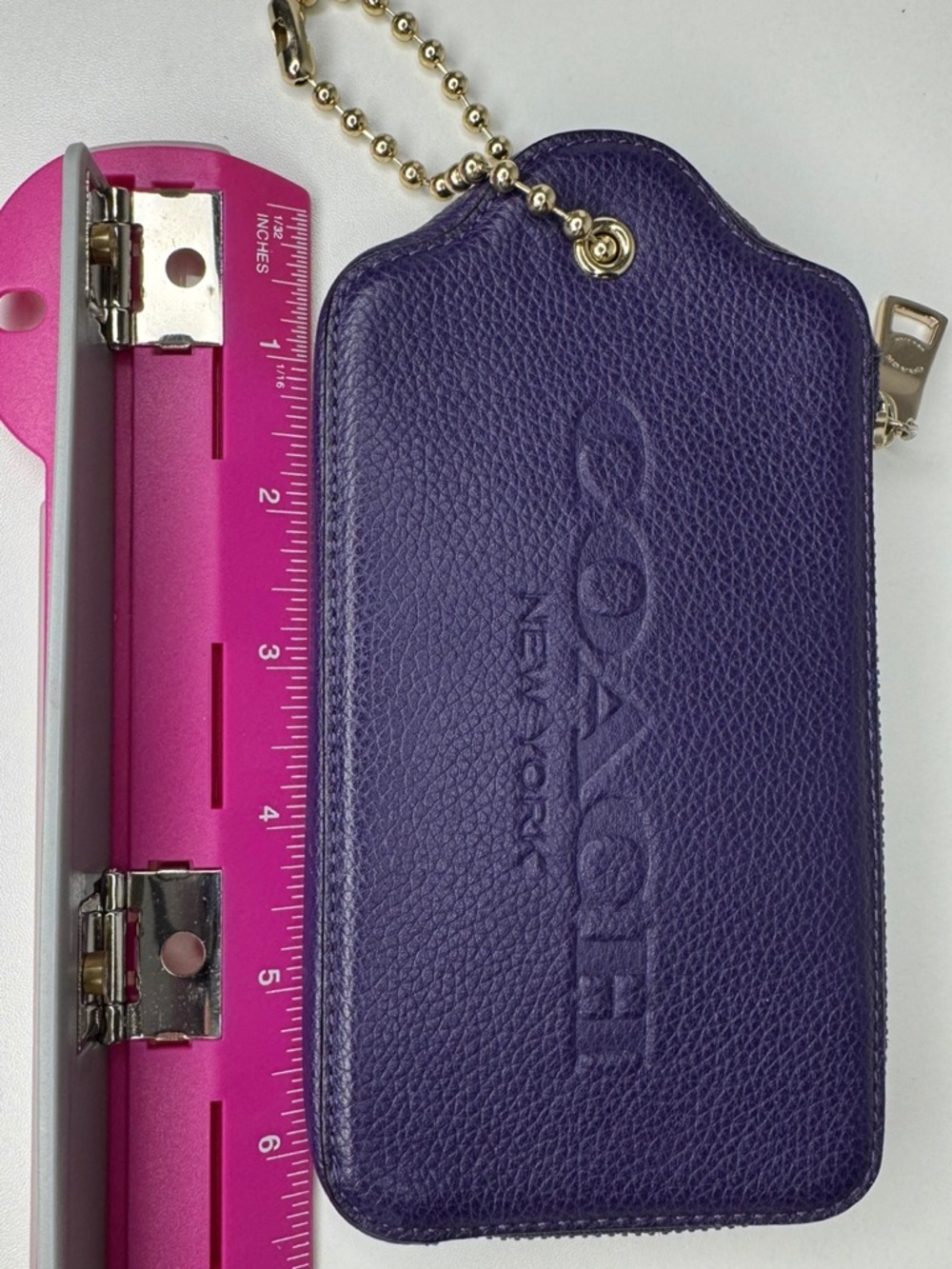 COACH HANGTAG WRISTLET MULTIFUNCTION CASE LEATHER F52390 PURPLE WALLET - Picture 10 of 13